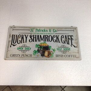 LUCKY SHAMROCK CAFE SIGN SAINT PATRICK'S DAY